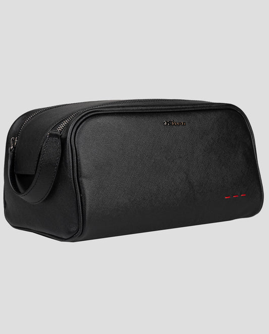 Kiton black leather pochette clutch made from premium calf leather, featuring a sleek design and elegant finish.