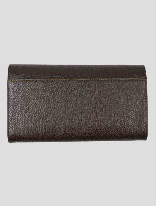 Isaia Brown Leather Pochette - Italian Handmade Zip Wallet