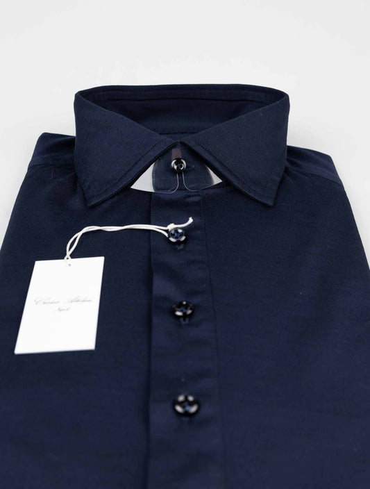 Cesare Attolini blue cotton polo sweater, artisan-made, perfect for business-casual wear