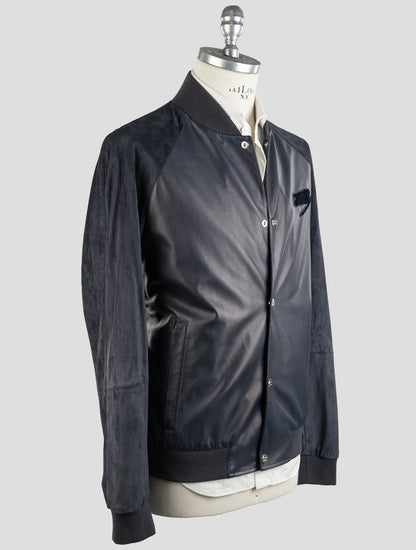 Zilli Blue Leather Leather Suede Coat