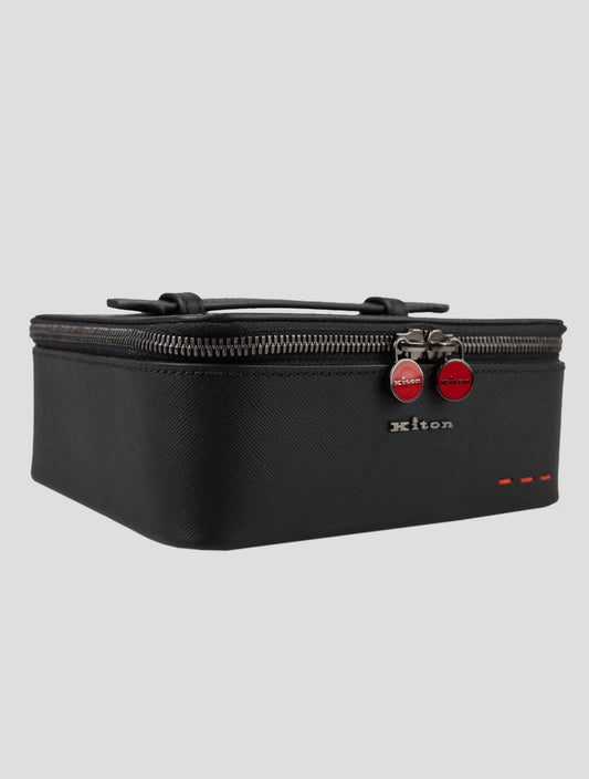 Kiton Black Leather Jewelry Box - Premium Italian Crafted Storage