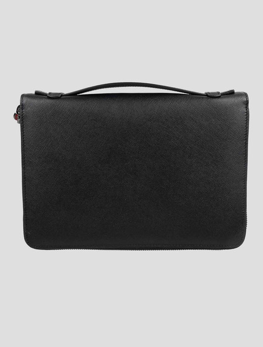 Kiton black leather document holder with sleek design, perfect for business professionals and organizers.