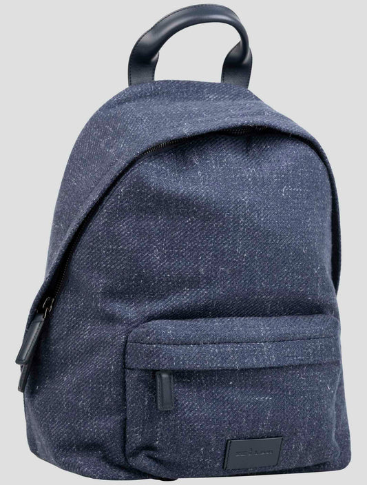 Kiton Blue Cashmere Virgin Wool Silk Linen Backpack