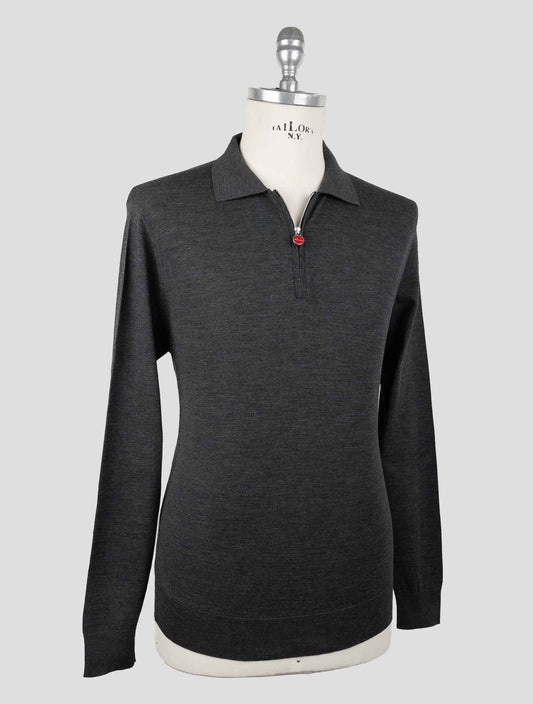 Kiton Gray Wool 14 Micron Sweater Polo