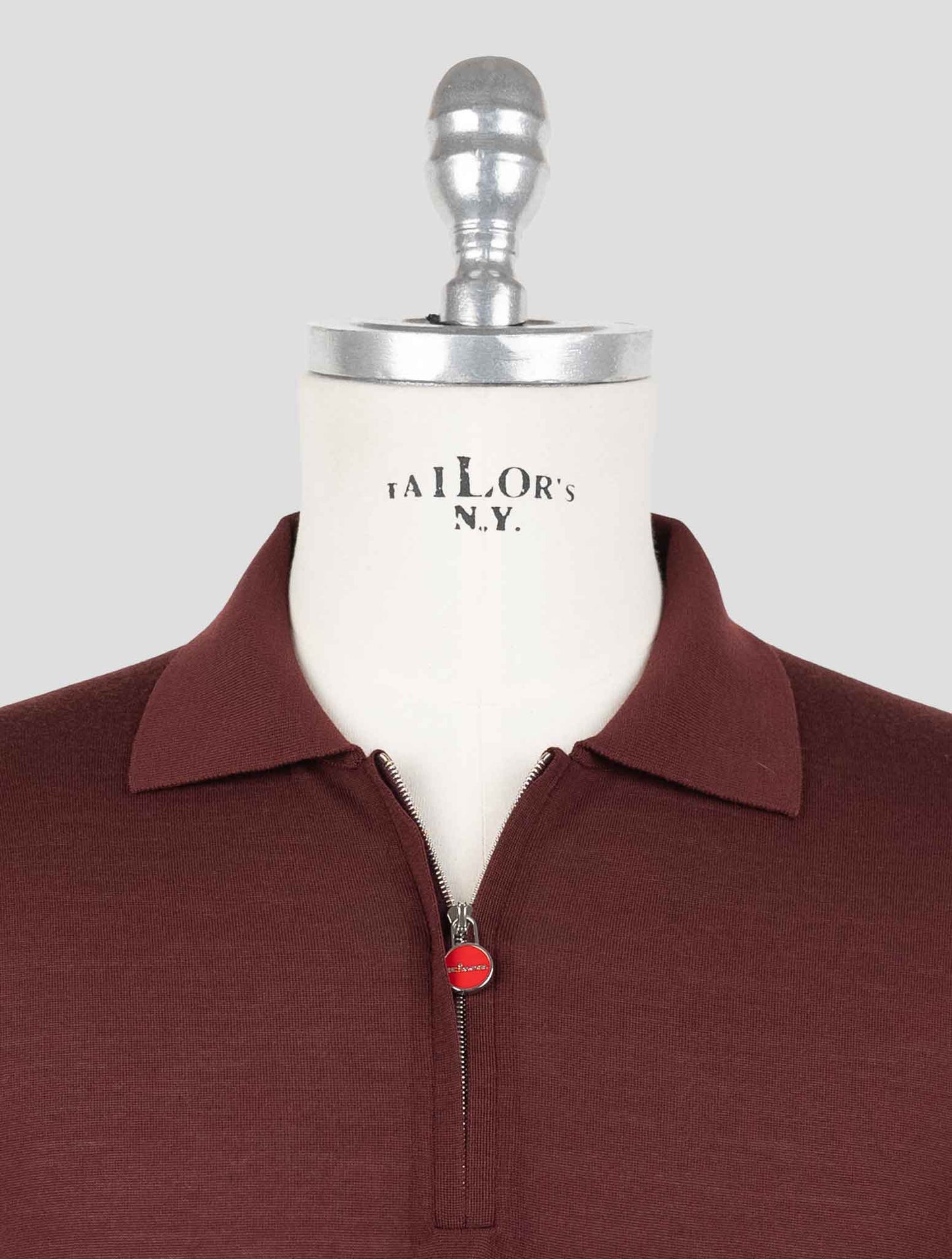 Kiton Burgundy Wool 14 Micron Sweater Polo
