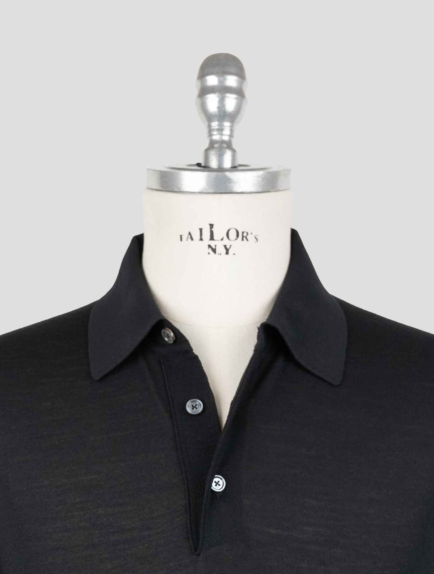 Kiton Black Wool 14 Micron Sweater Polo