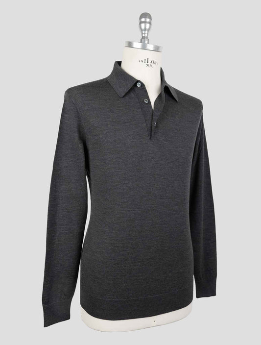 Kiton Gray Wool 14 Micron Sweater Polo