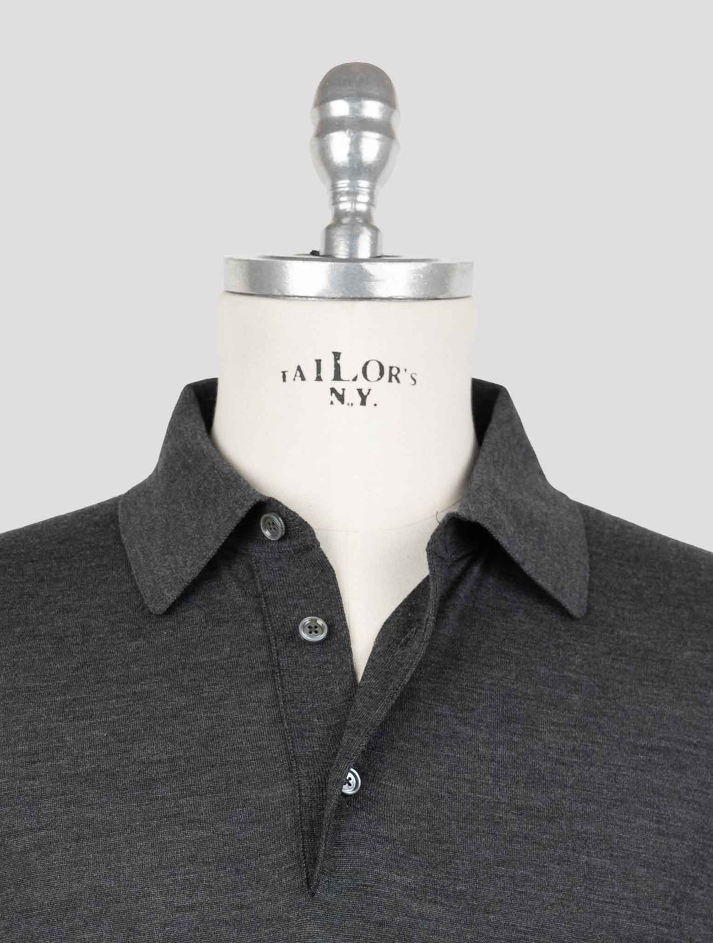 Kiton Gray Wool 14 Micron Sweater Polo