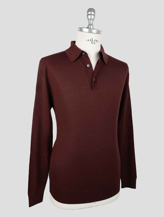 Kiton Burgundy Wool 14 Micron Sweater Polo