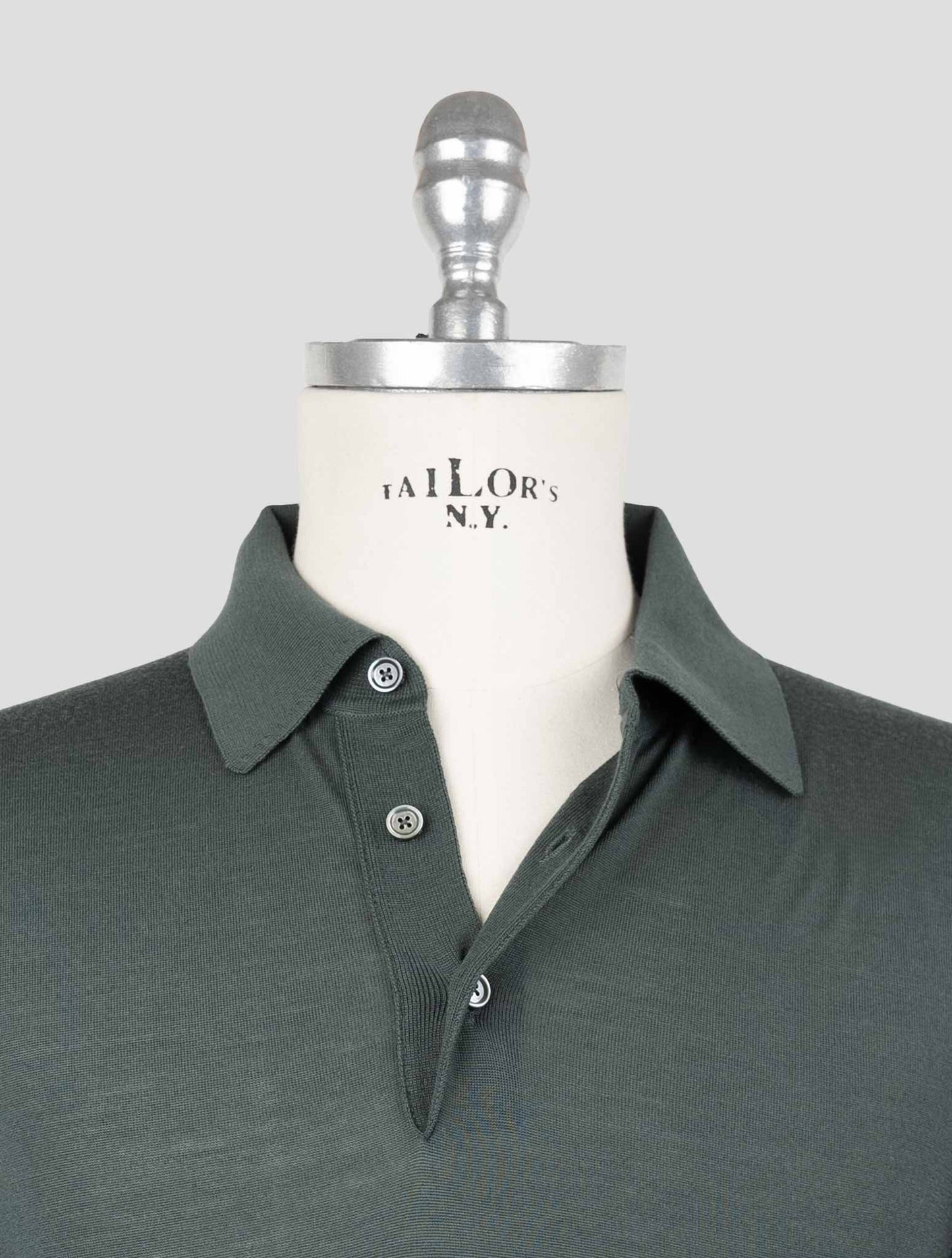Kiton Green Wool 14 Micron Sweater Polo