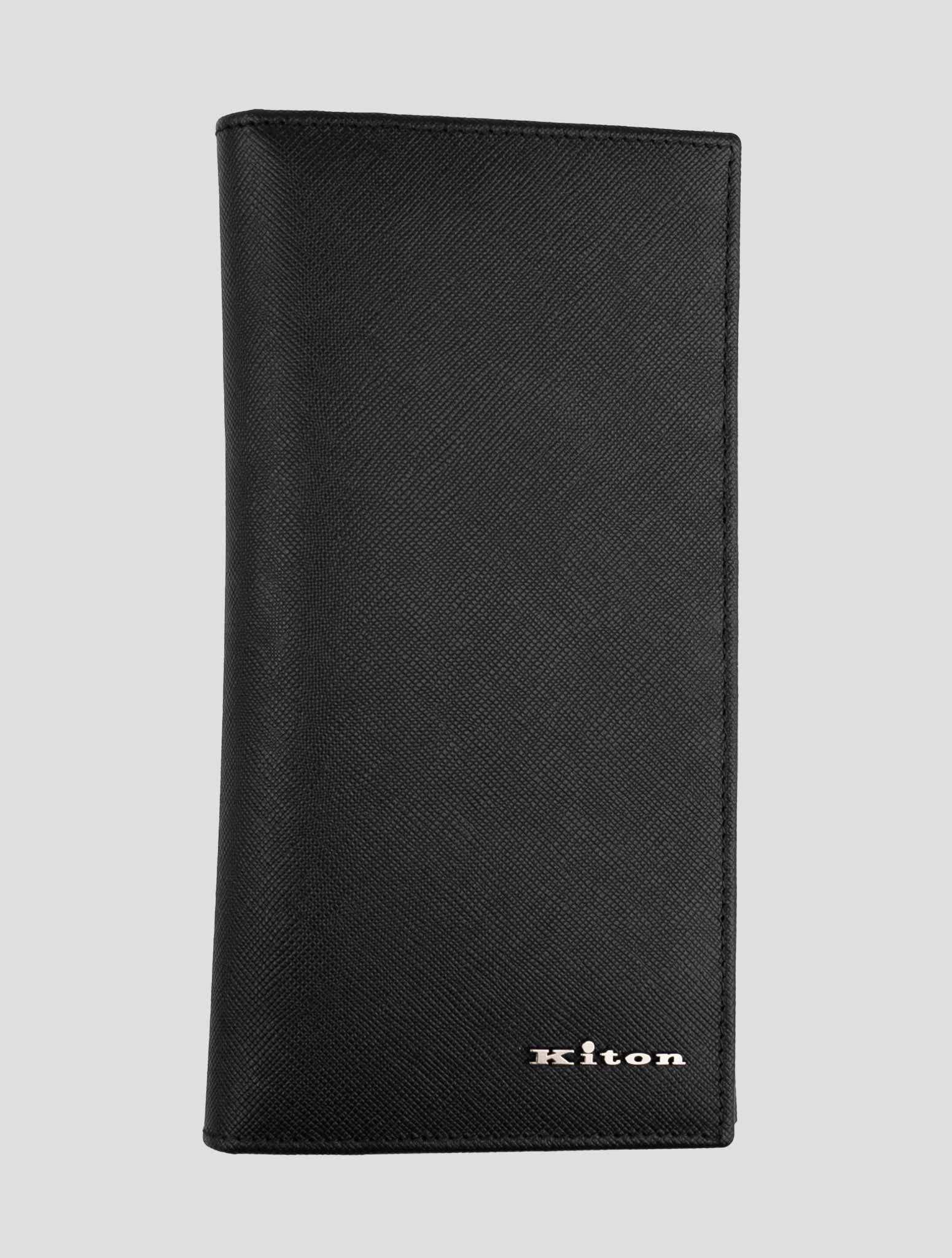 Kiton Black Leather Document Holder Italian Business Card Case