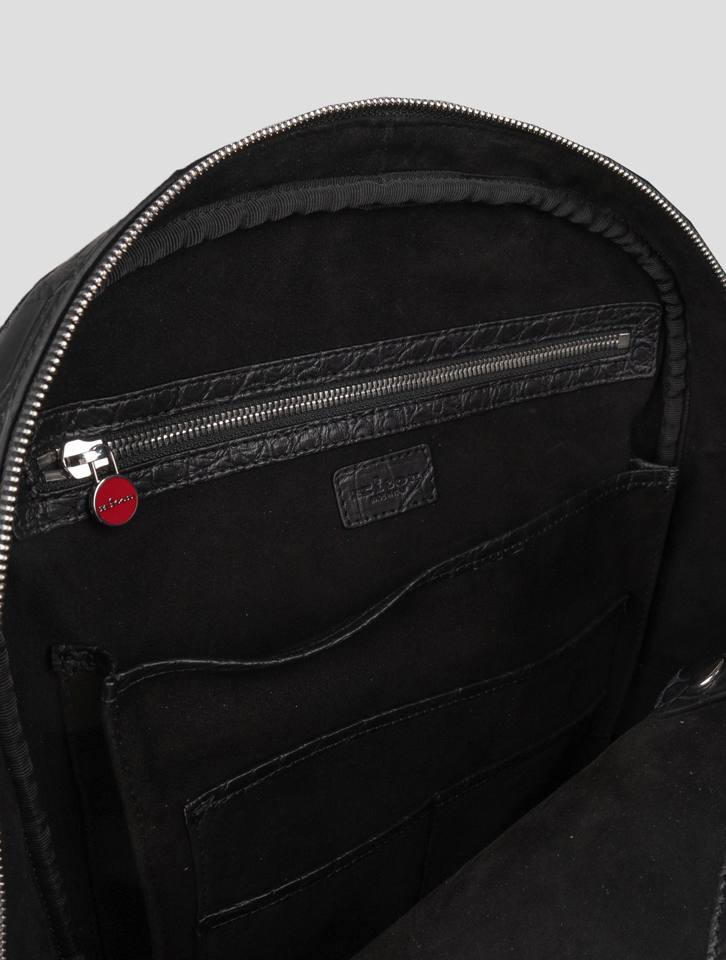 Kiton Black Leather Crocodile Backpack