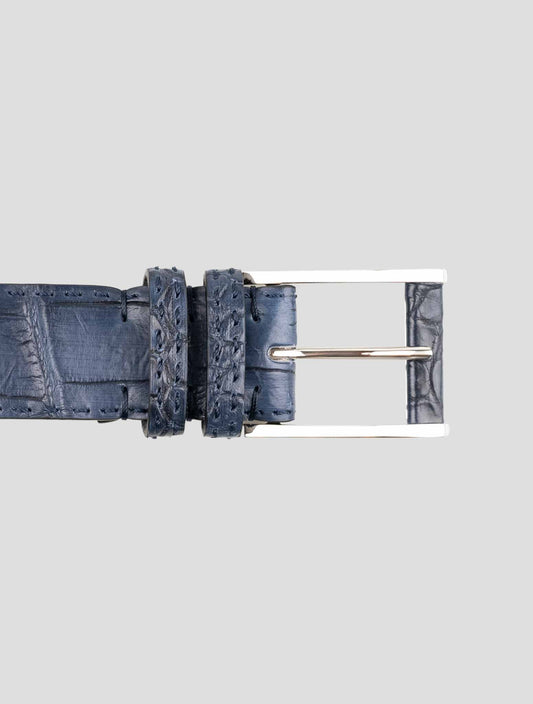 Kiton Blue Leather Crocodile Belt