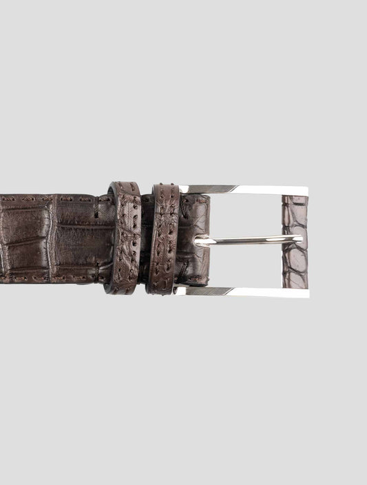 Kiton Brown Leather Crocodile Belt