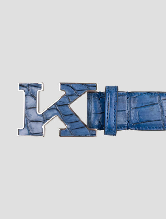 Kiton Blue Leather Crocodile Belt