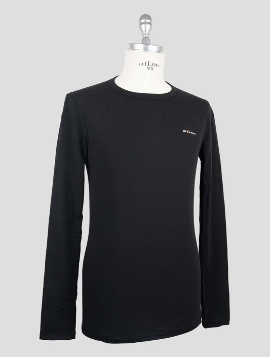 Kiton Black Cotton Ea Underwear T-Shirt Long Sleeve