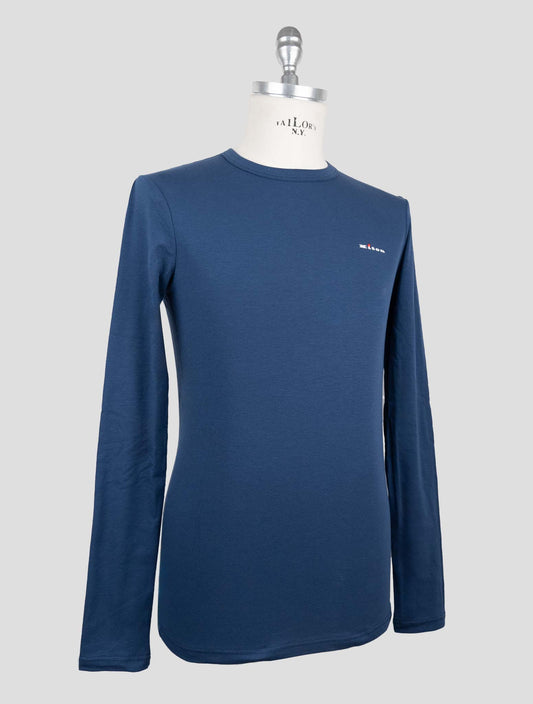 Kiton Blue Cotton Ea Underwear T-Shirt Long Sleeve