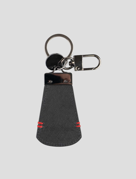 Kiton Black Leather Keychain