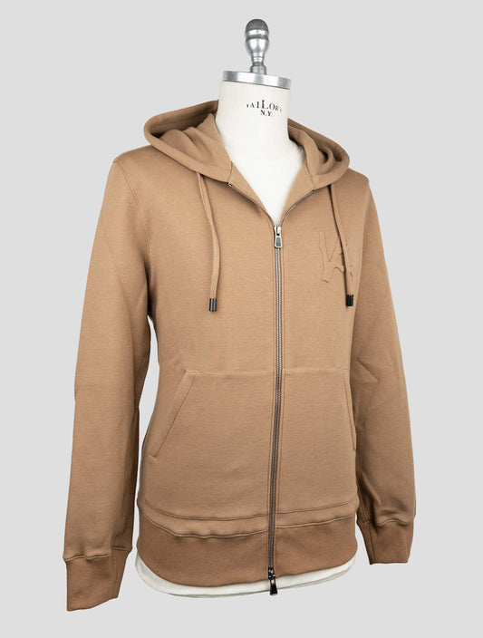 Isaia Brown Cotton Pa Cashmere Sweater Full Zip Hoodie
