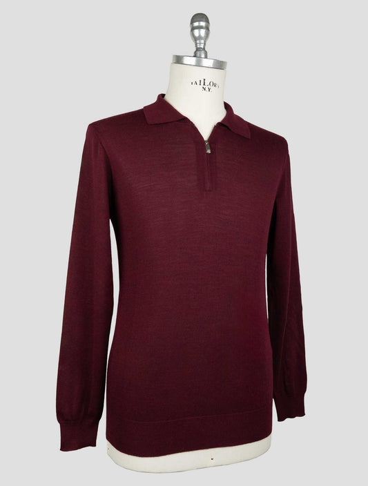 Marco Pescarolo Burgundy Virgin Wool Sweater Polo