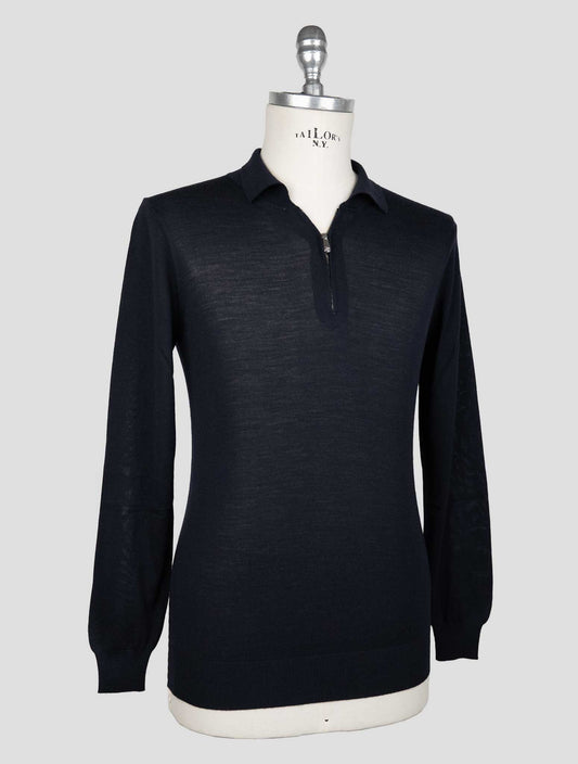Marco Pescarolo Dark Blue Virgin Wool Sweater Polo