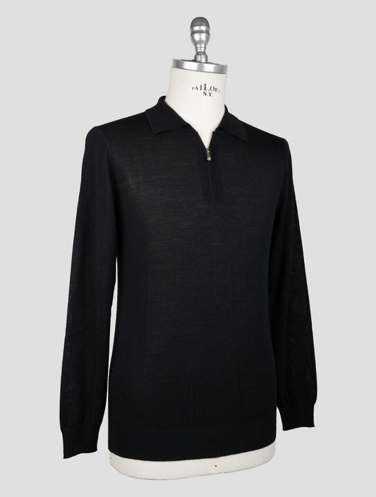 Marco Pescarolo Black Virgin Wool Sweater Polo