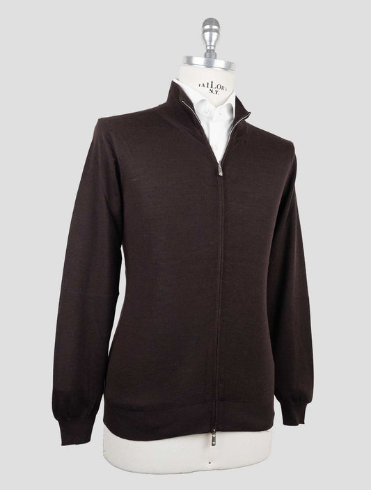 Marco Pescarolo Brown Virgin Wool Sweater Full Zip