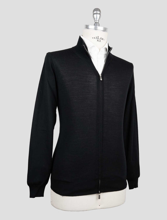 Marco Pescarolo Black Virgin Wool Sweater Full Zip