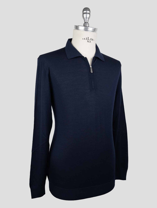 Svevo Dark Blue Wool Sweater Polo Limited Edition