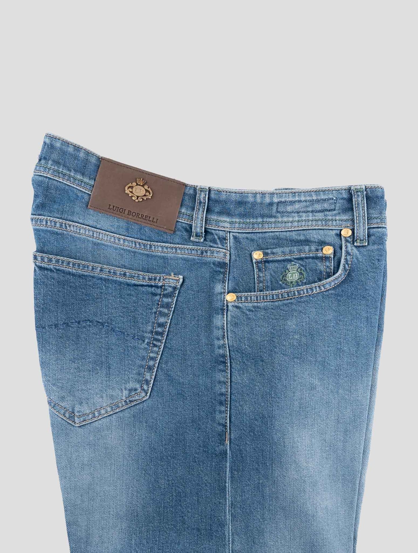 Luigi Borrelli Blue Cotton Jeans