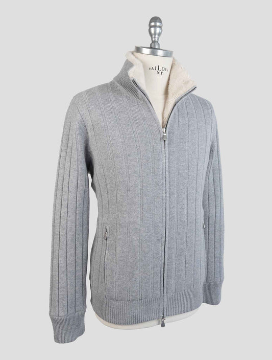 Barba Napoli Gray Cashmere With Fur Coat