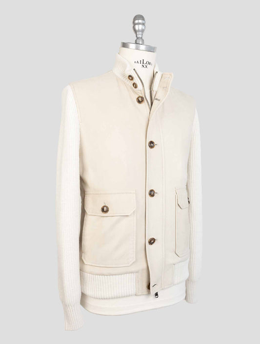 Barba Napoli Beige Leather Suede Coat