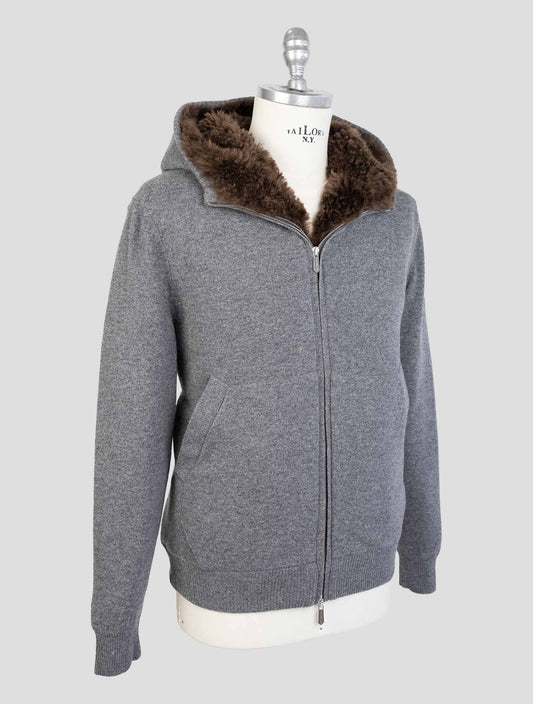 Svevo Gray Cashmere Fur Cashmere Sweater Coat