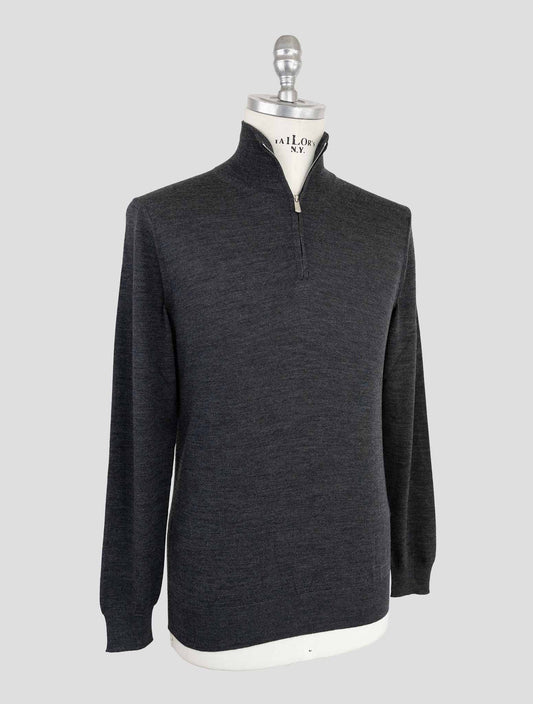 Marco Pescarolo Gray Virgin Wool Sweater Half Zip