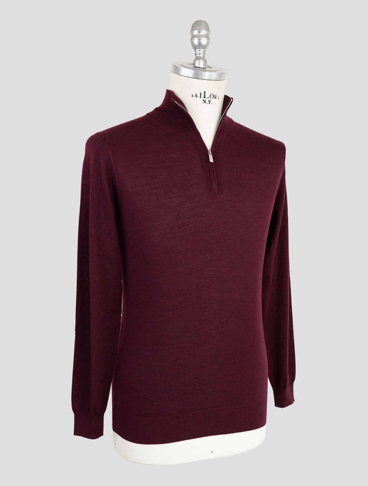 Marco Pescarolo Burgundy Virgin Wool Sweater Half Zip