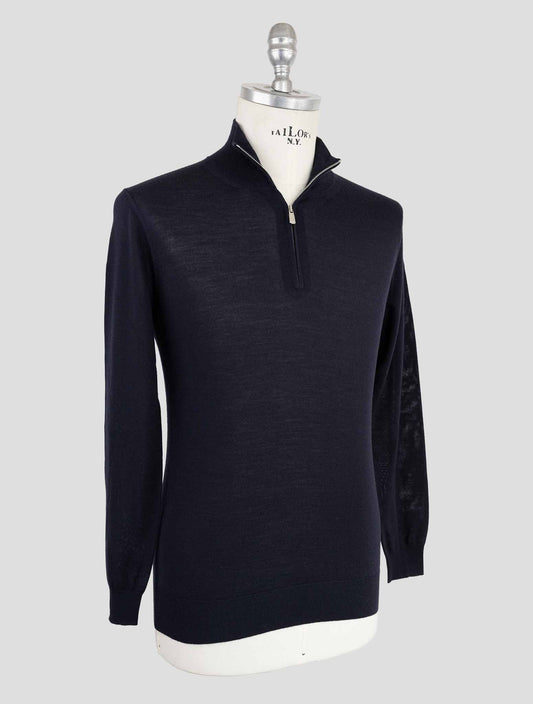 Marco Pescarolo Blue Virgin Wool Sweater Half Zip