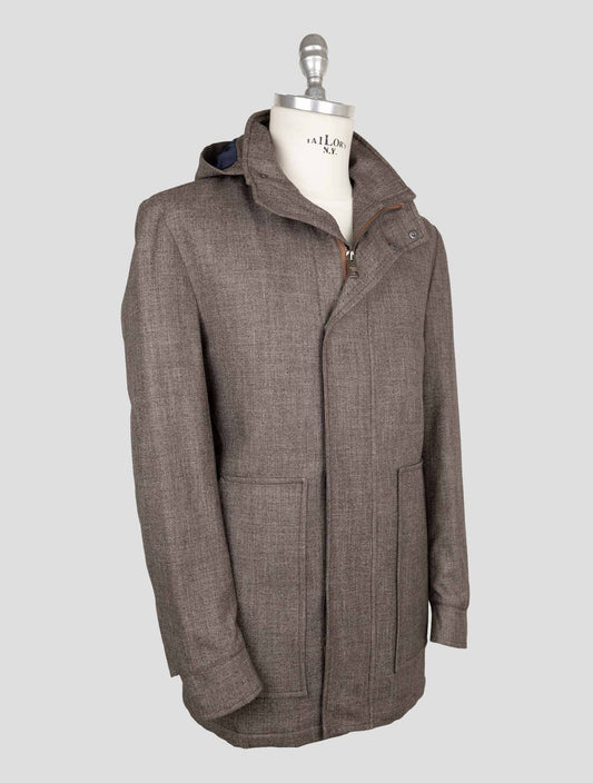 Luigi Borelli Brown Virgin Wool Cotton Coat