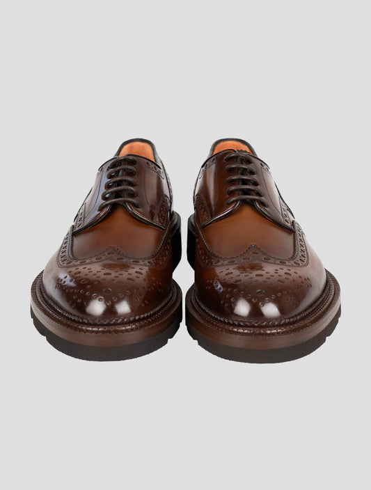 Santoni Brown Leather Dress Shoes