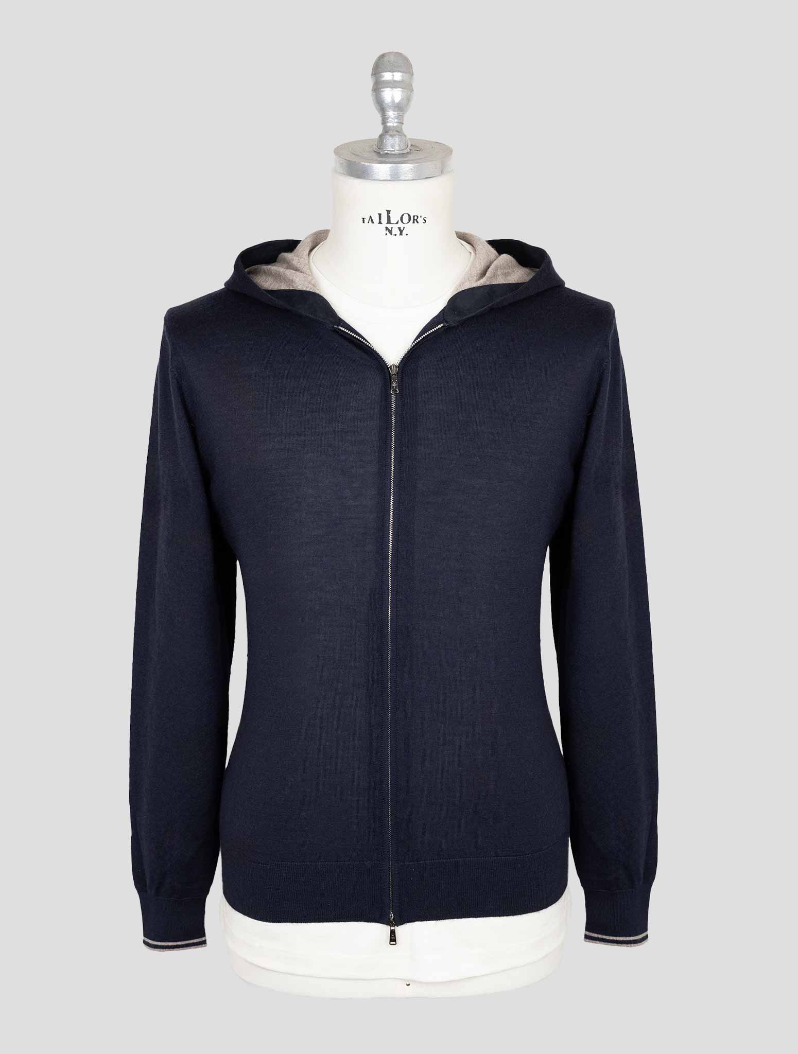 Fioroni Dark Blue Cashmere Silk Sweater Full Zip – 2Men
