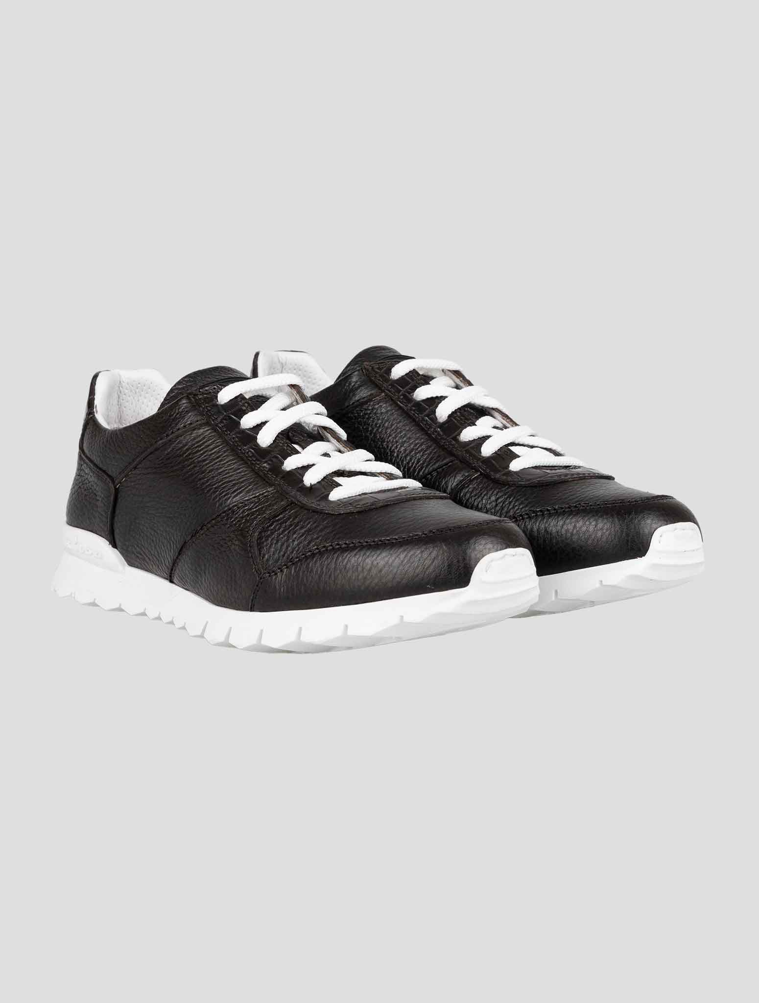 Kiton Black Leather And Leather Crocodile Sneakers – 2Men