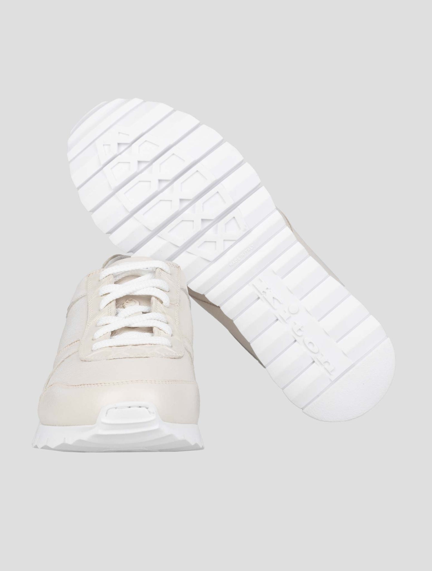 Kiton White Leather And Leather Crocodyle Sneakers