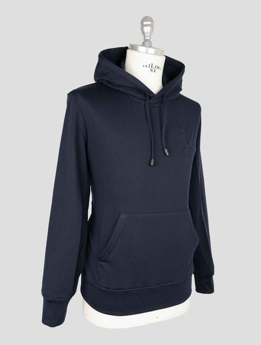 Isaia Blue Cotton Silk Pl Sweater Hoodie
