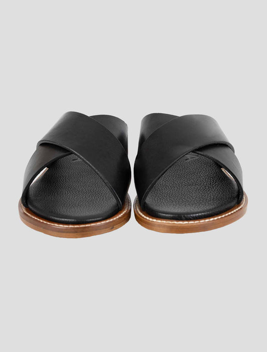 Isaia Black Leather Sandals