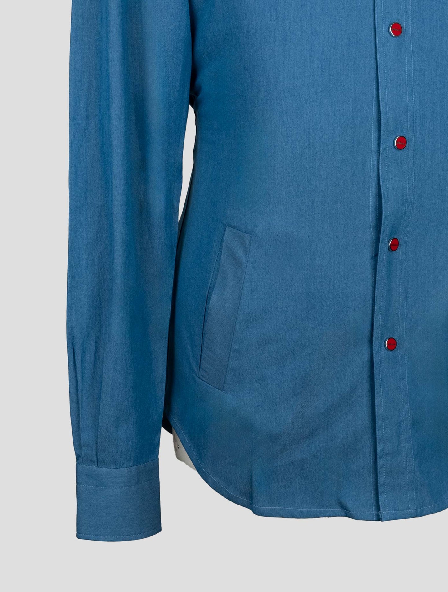 Kiton Blue Cotton Shirt Mariano