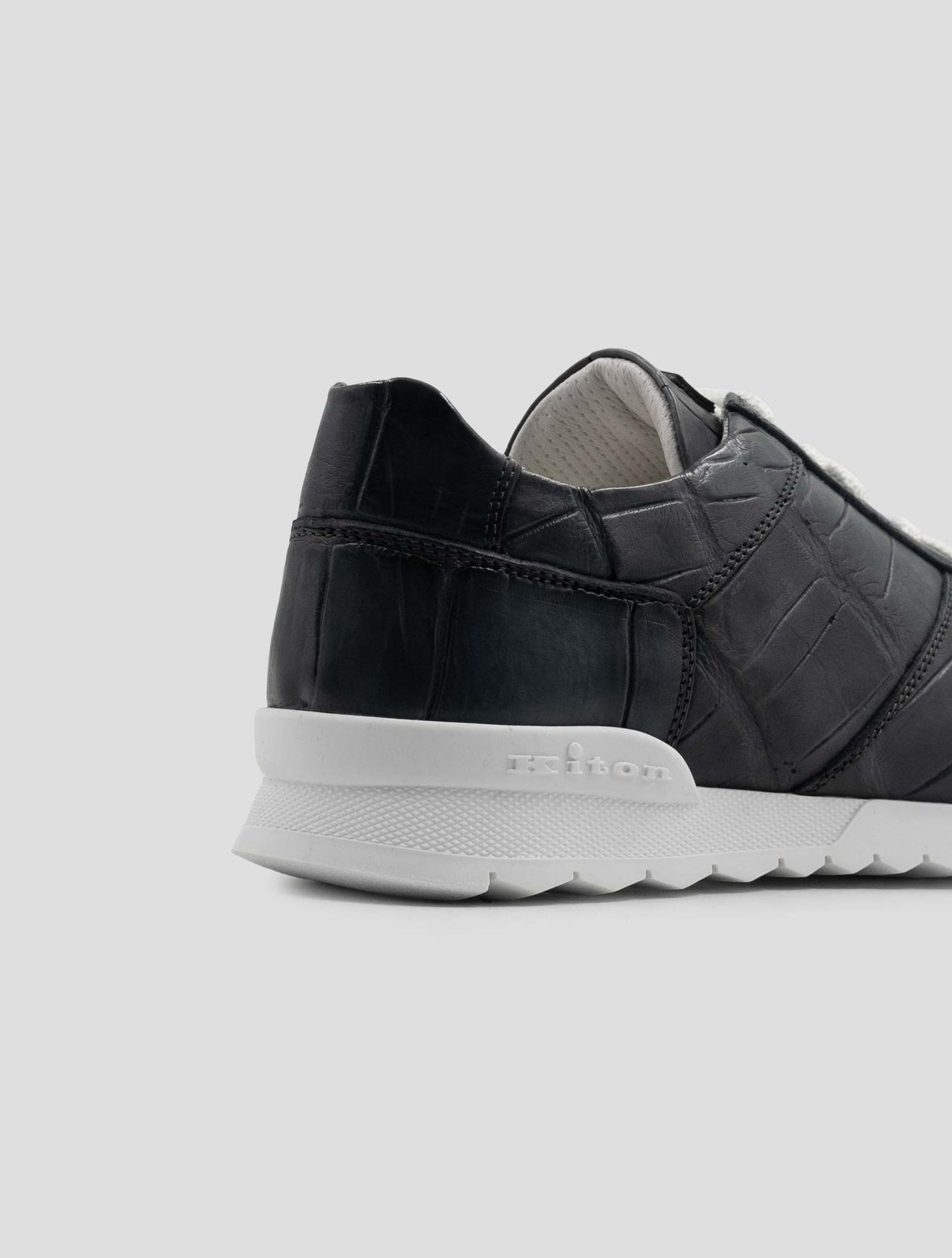Kiton Gray Leather Crocodile Sneakers