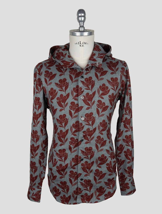 Kiton Gray Burgundy Cotton Shirt Mariano