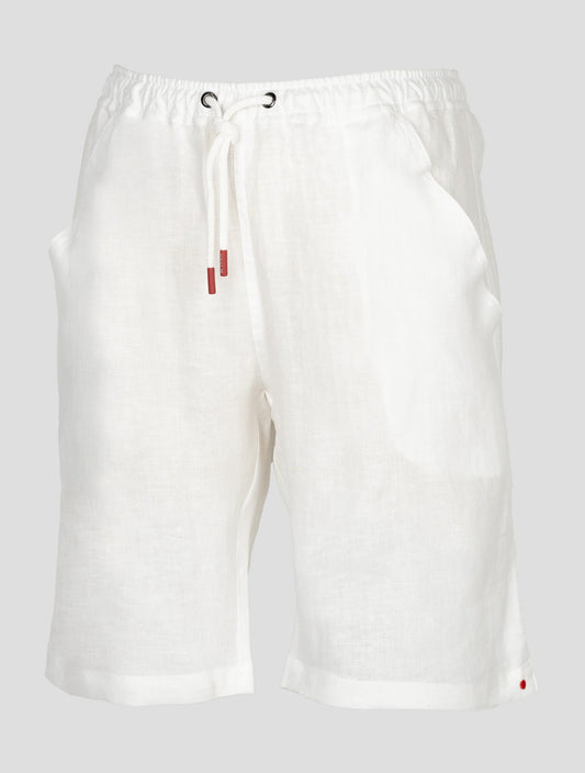 Kiton White Linen Short Pants