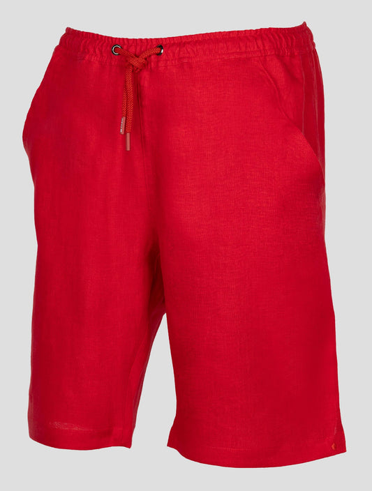 Kiton Red Linen Short Pants