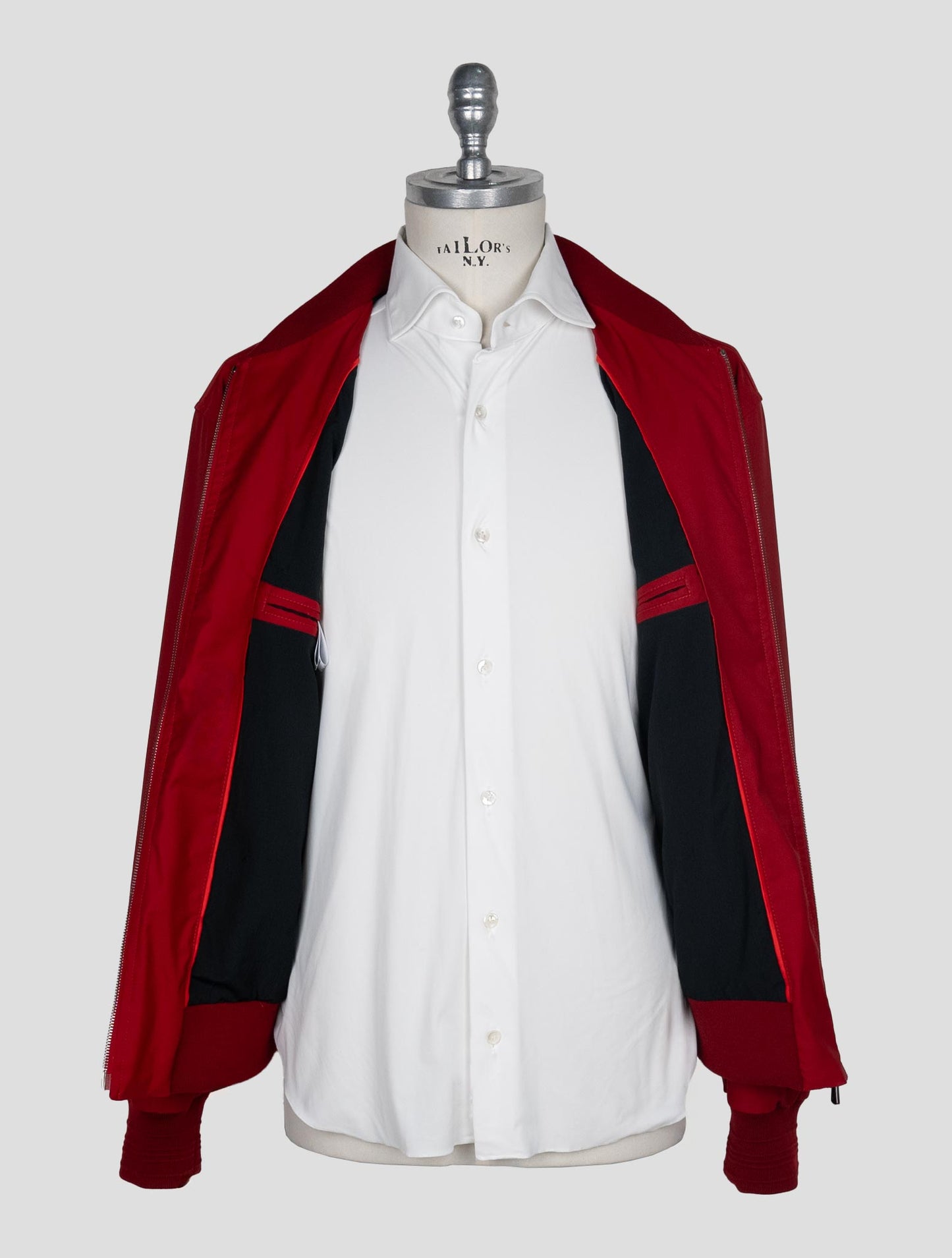 Isaia Red Wool Pl Silk Ea Coat