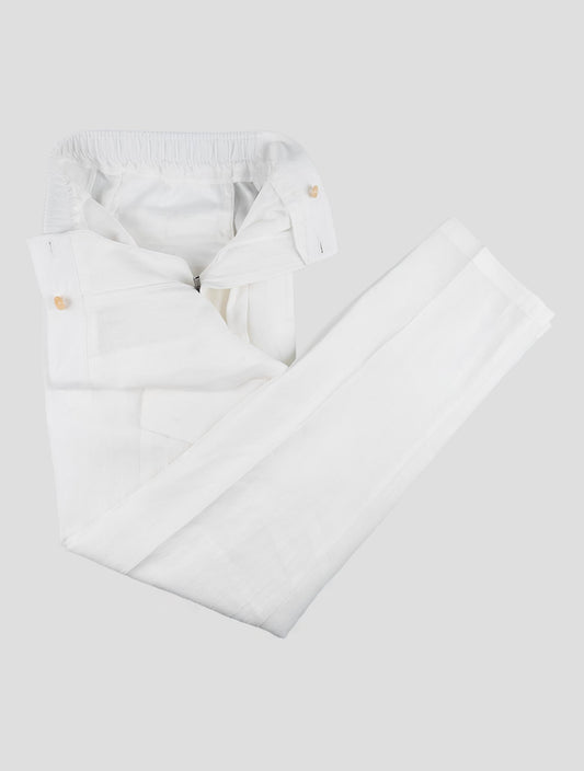 Isaia White Linen Cargo Pants
